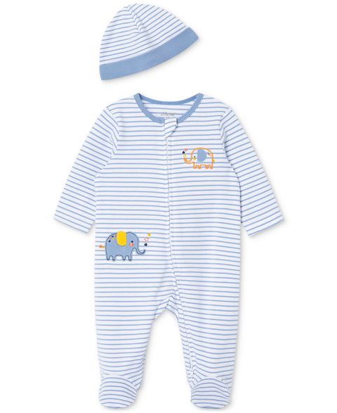 Комбинезоны Little Me Elephant Coverall with Hat, 2 Piece Set для мальчиков-малышей, цвет: Синий