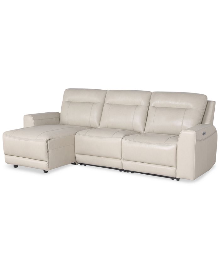 Closeout Blairemoore 5 Pc Leather Power Chaise Sectional With 1 Usb Console And Recliner Created For Macy S Ice