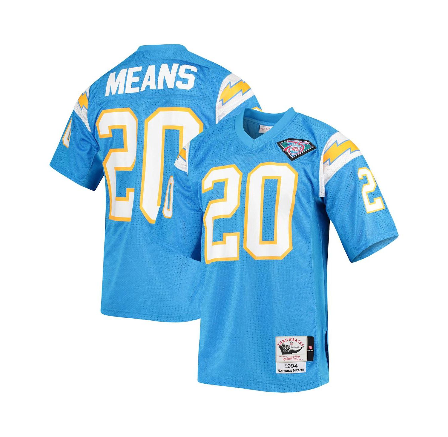 Men's Natrone Means Powder Blue Los Angeles Chargers Authentic Retired Player Jersey