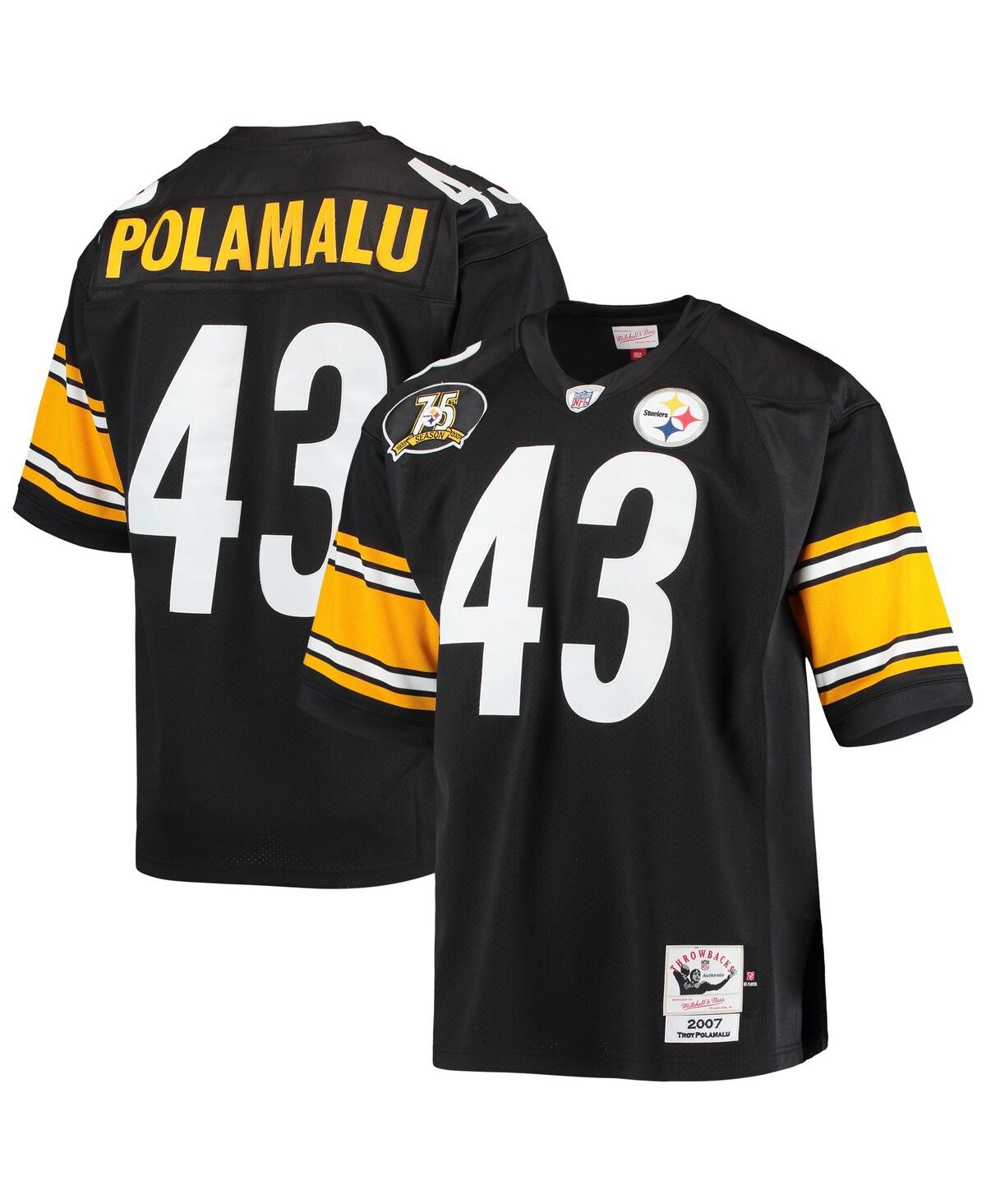 Men's Mitchell & Ness Troy PolamaluPittsburgh Steelers 2007 Authentic Retired Player Jersey - Black
