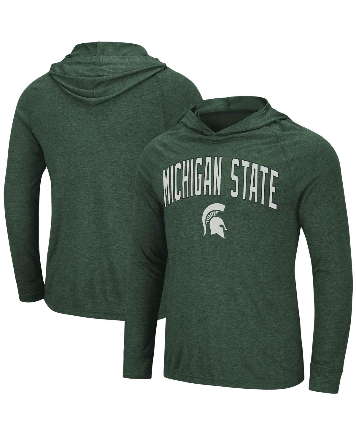 Men's ColosseumMichigan State Spartans Big and Tall Wingman Raglan Hoodie T-shirt - Heathered Green