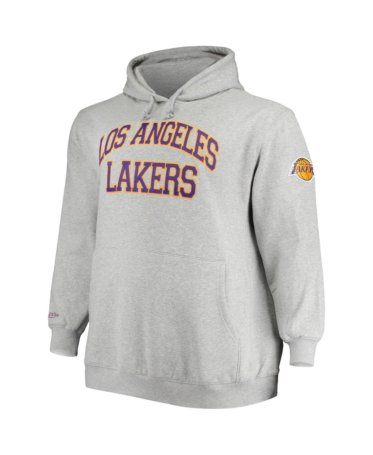 Men's Mitchell & Ness Shaquille O'Neal Heather Gray Los Angeles Lakers Big and Tall Name & Number Pullover Hoodie
