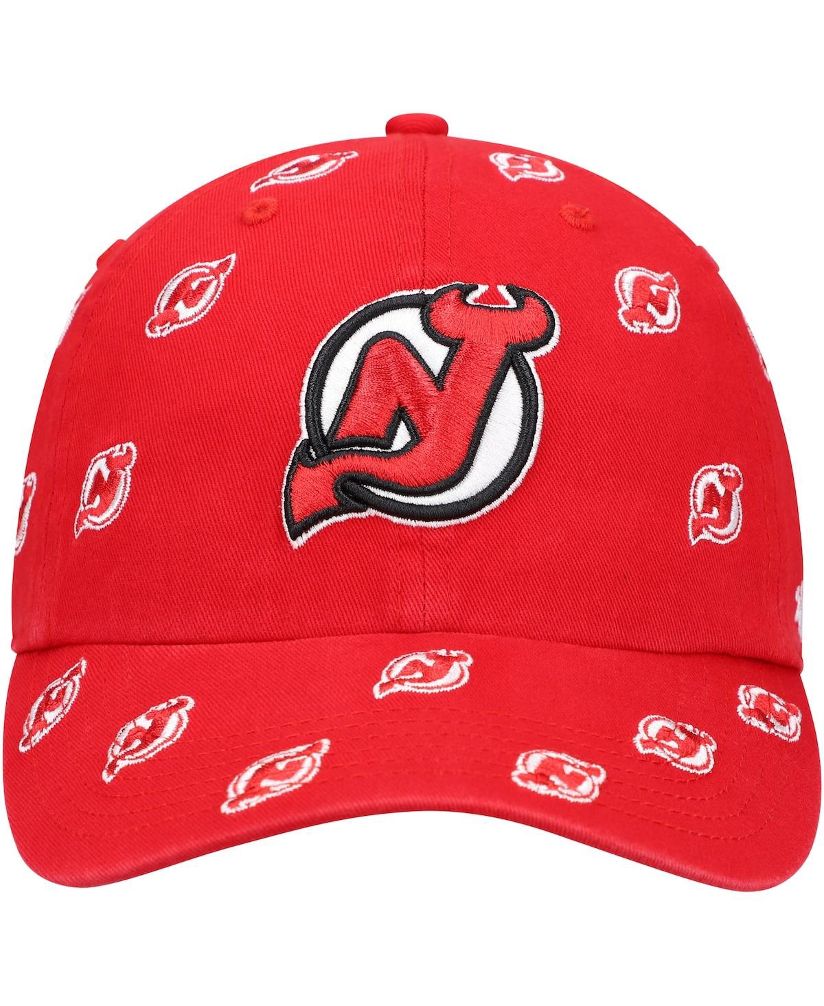 Women's '47 Red New Jersey Devils Confetti Clean Up Logo Adjustable Hat
