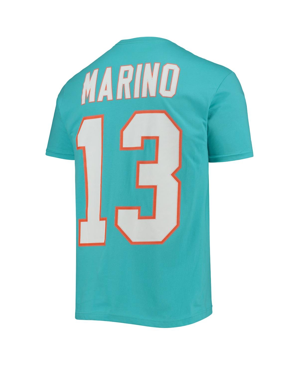 Men's Mitchell & Ness Dan MarinoMiami Dolphins Retired Player Logo Name and Number T-shirt - Aqua