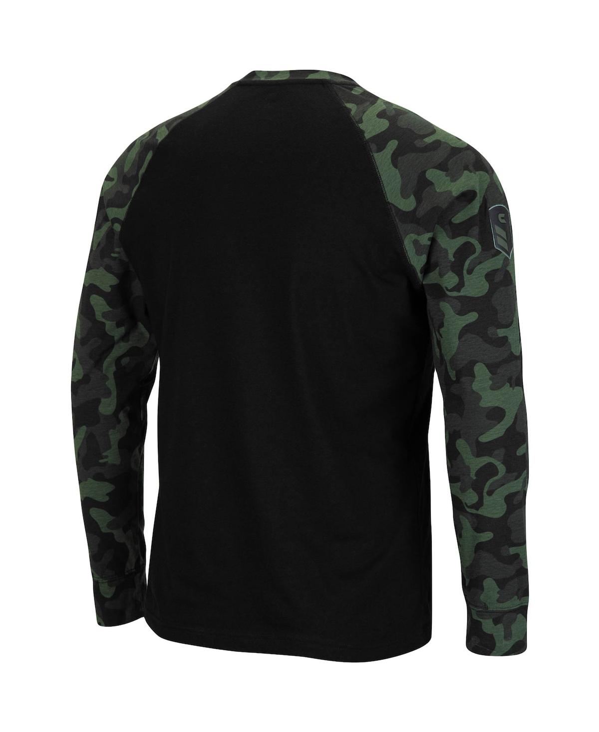 Colosseum Black/camo Michigan State Spartans Oht Military Appreciation Big & Tall Raglan Long Sleeve In Black,camo