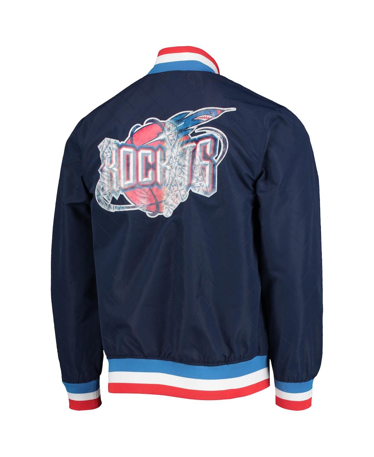 Men's Houston RocketsMitchell & Ness Hardwood Classics 75th Anniversary Authentic Warmup Full-Snap Jacket - Navy