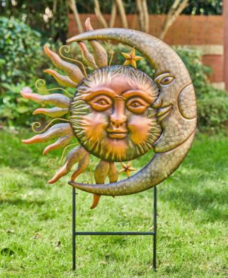 36.25" Sun and Moon Yard Stake or Wall Decor