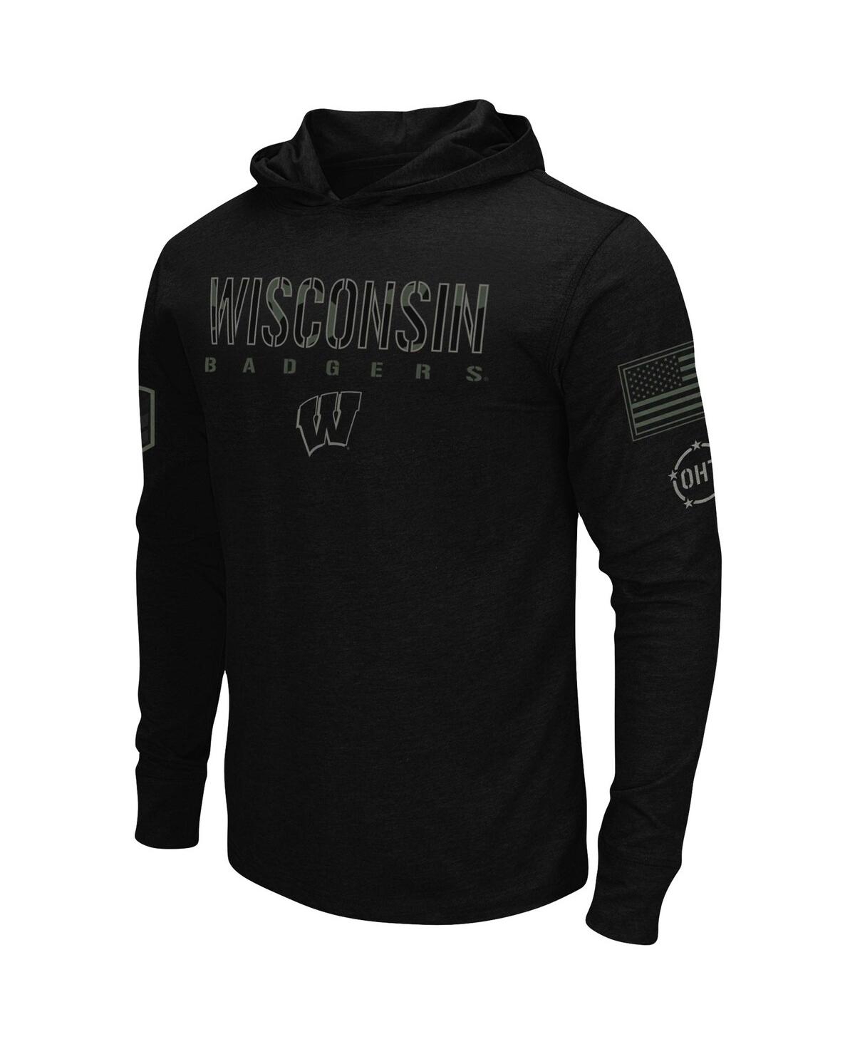 Men'sWisconsin Badgers Oht Military-Inspired Appreciation Hoodie Long Sleeve T-shirt - Black