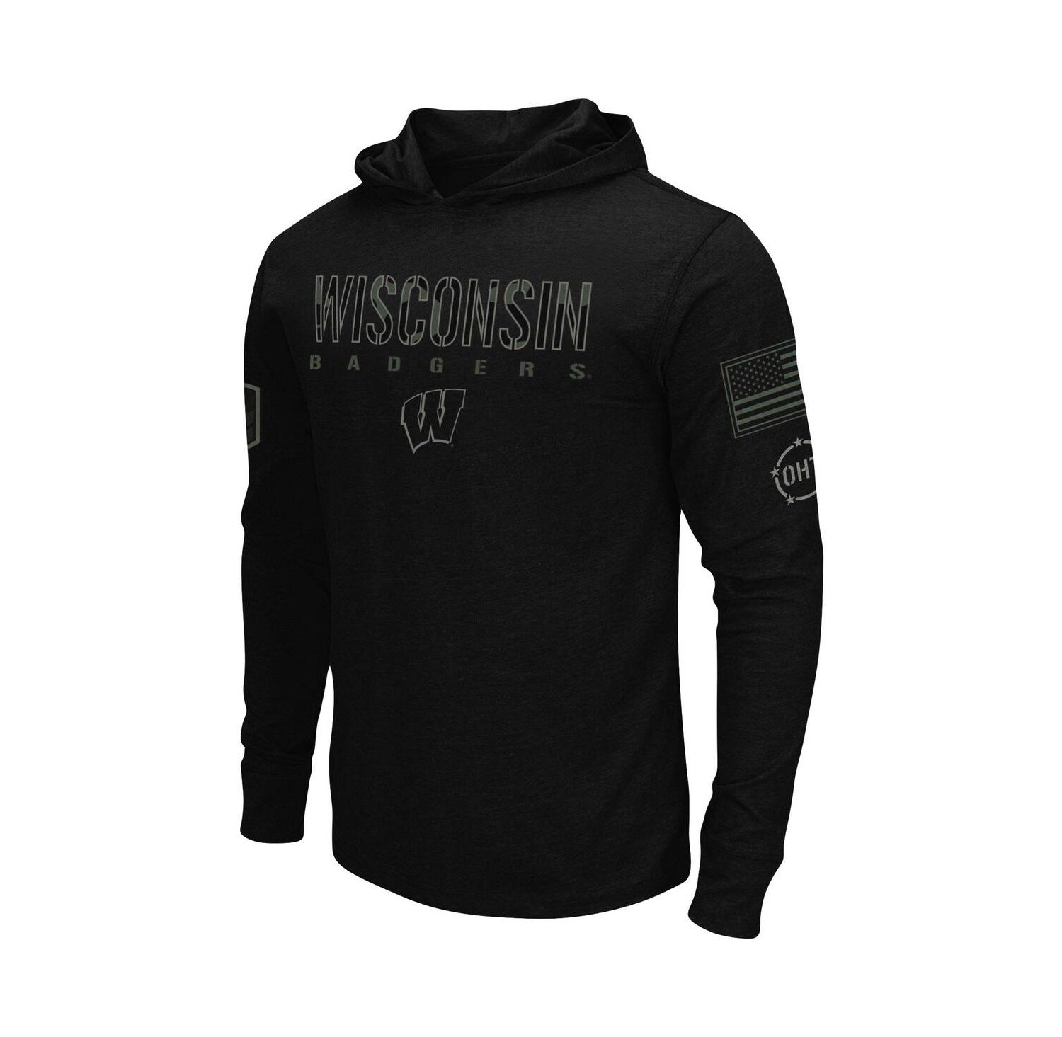 Men's Black Wisconsin Badgers OHT Military-Inspired Appreciation Hoodie Long Sleeve T-shirt