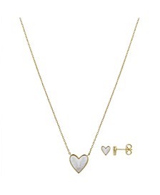 Dainty Heart Necklace and Earring Set, 2 Pieces