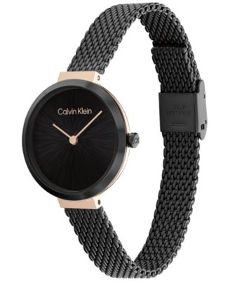 Black Stainless Steel Mesh Bracelet Watch 28mm