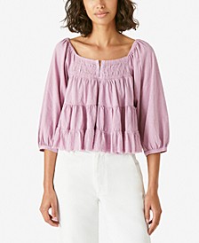 Tiered Cotton Peasant Blouse