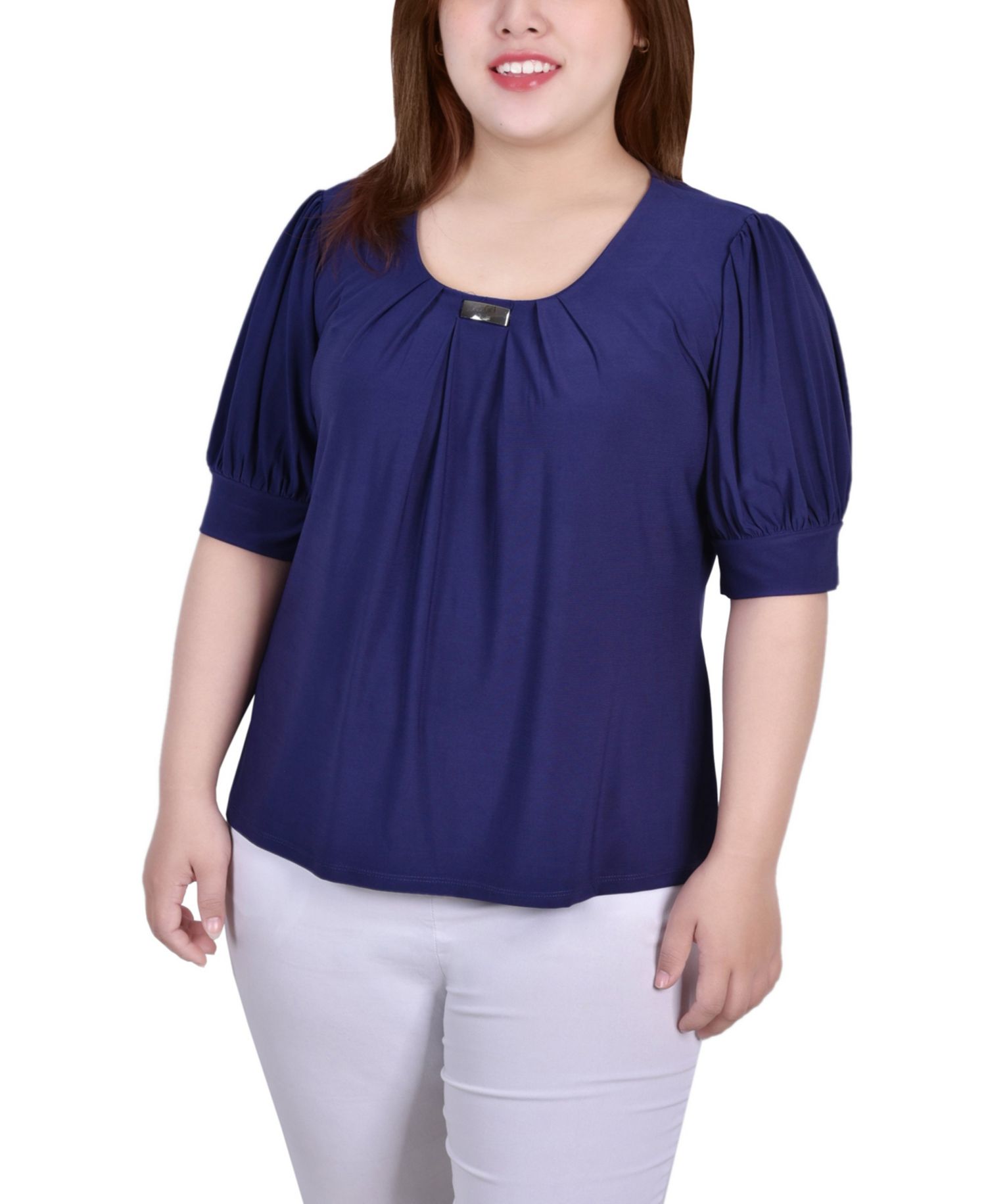 Petite Short Sleeve Balloon Sleeve Top