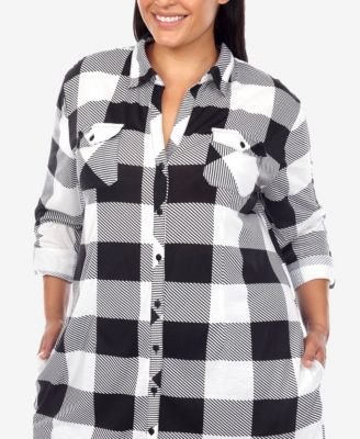 Plus Size Plaid Tunic Shirt