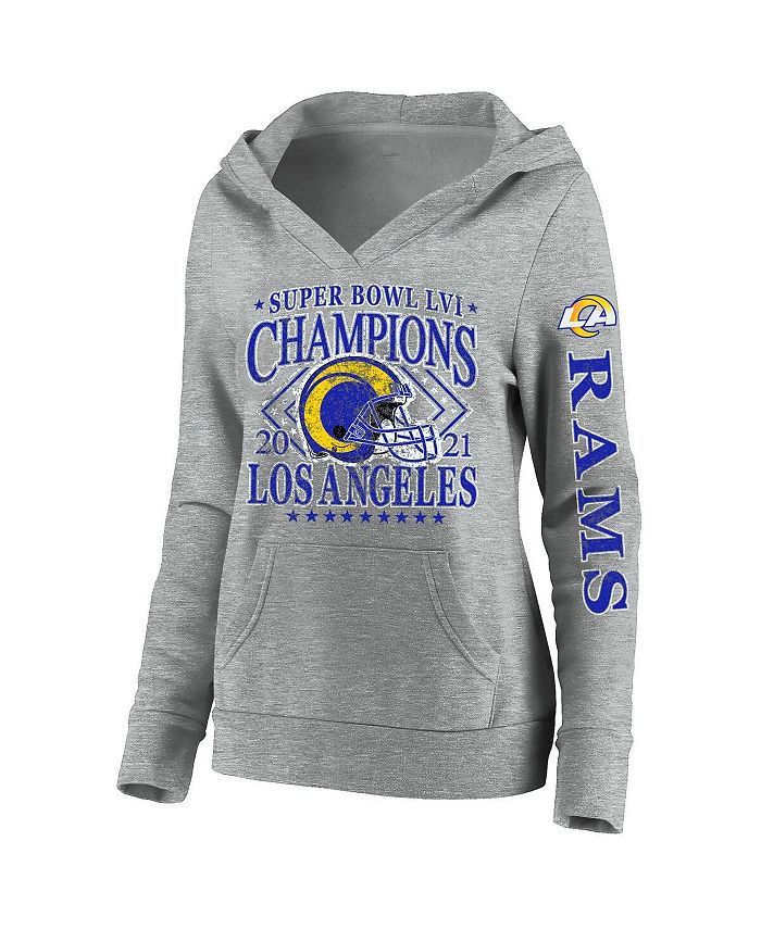 Women's Fanatics Branded Heathered Charcoal Los Angeles Rams Super Bowl LVI Champions Schedule V-Neck T-Shirt Size: Small