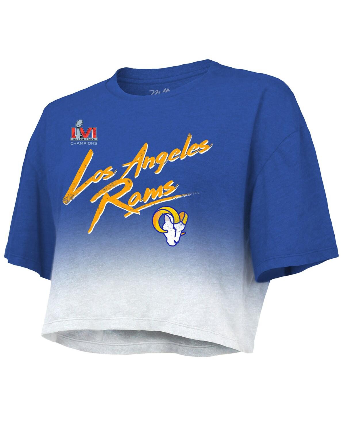 Majestic Threads Matthew Stafford Royal/white Los Angeles Rams Super Bowl Lvi Champions Name & Numbe In Royal,white