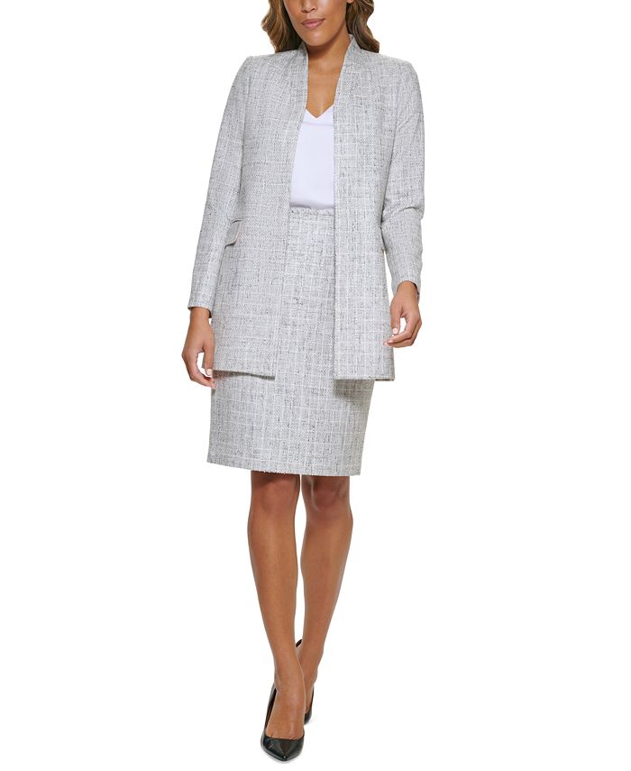 Calvin Klein Tweed Topper Jacket & Pencil Skirt & Reviews - Suits & Suit  Separates - Women - Macy's