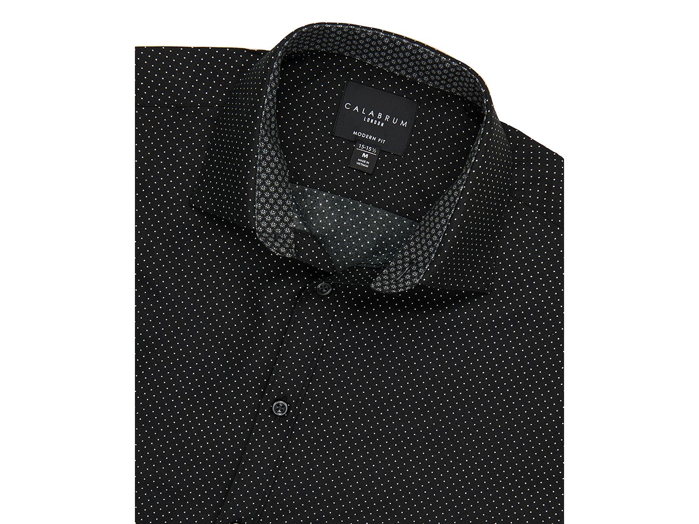Мужская рубашка Calabrum Regular Fit Dot Print Wrinkle Free Performance Dress Shirt, цвет: Чёрный — фото 1