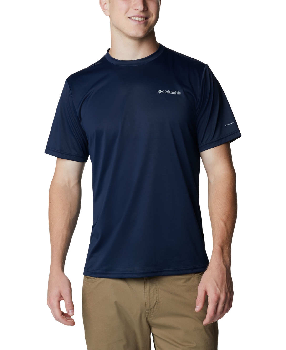 Shop Columbia Men's Hike Moisture-wicking Crew Neck T-shirt In Collegiate Navy