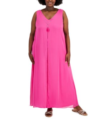JM Collection Plus Size Chiffon Overlay Maxi Dress, Created for Macy's ...