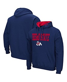Men's Navy Fresno State Bulldogs Arch and Logo Pullover Hoodie