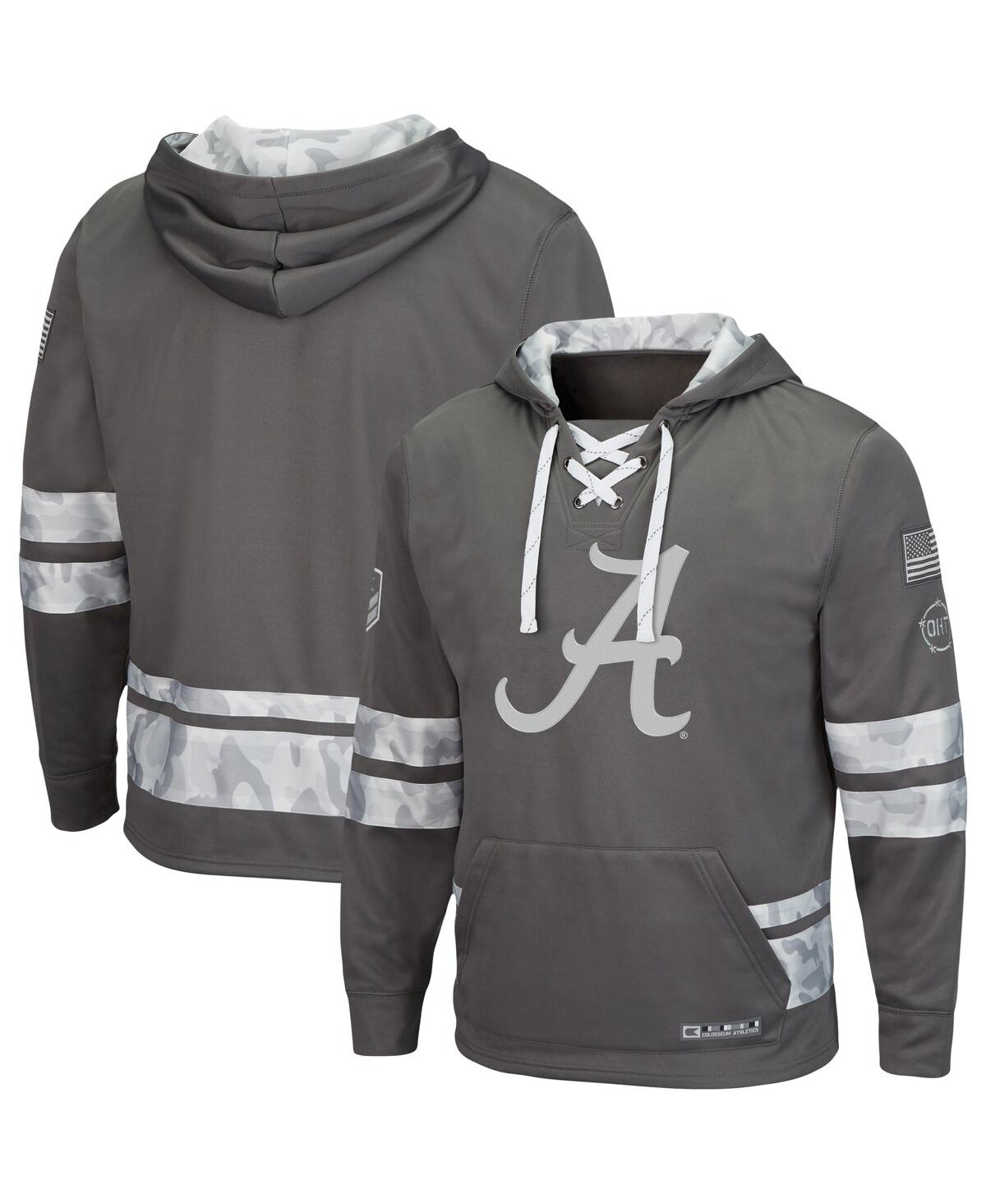 Colosseum Gray Alabama Crimson Tide Oht Military Appreciation Lace-up Pullover Hoodie In Gray