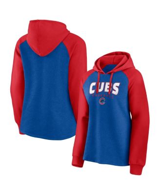 Women's Royal, Red Chicago Cubs Recharged Raglan Pullover Hoodie