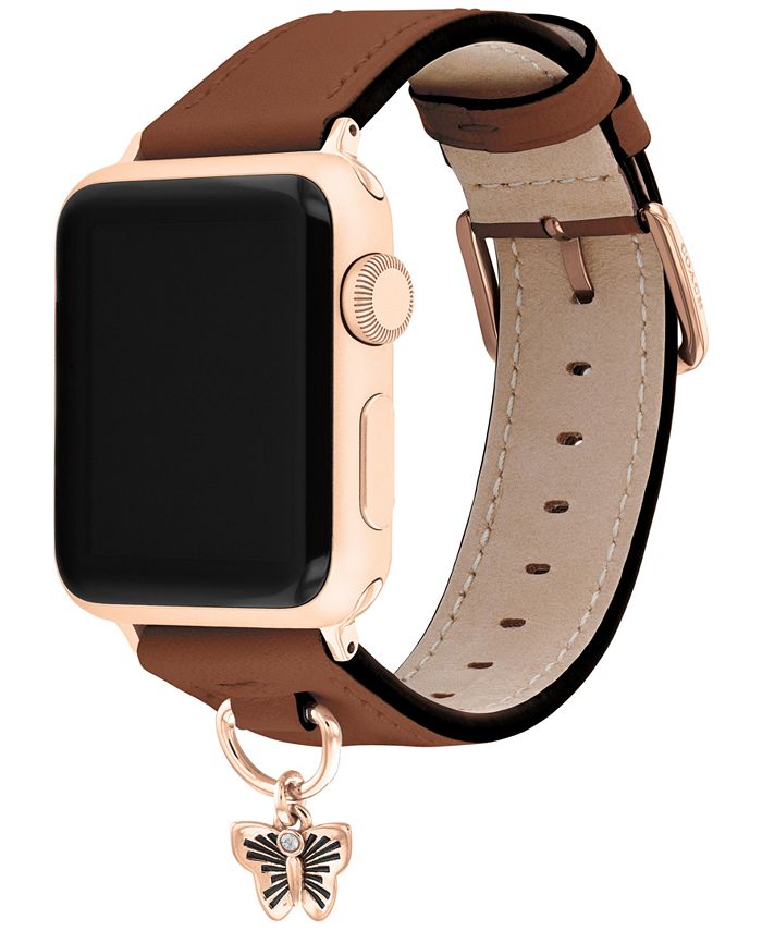 COACH Brown Leather Apple Watch Band 38/41mm Macy's