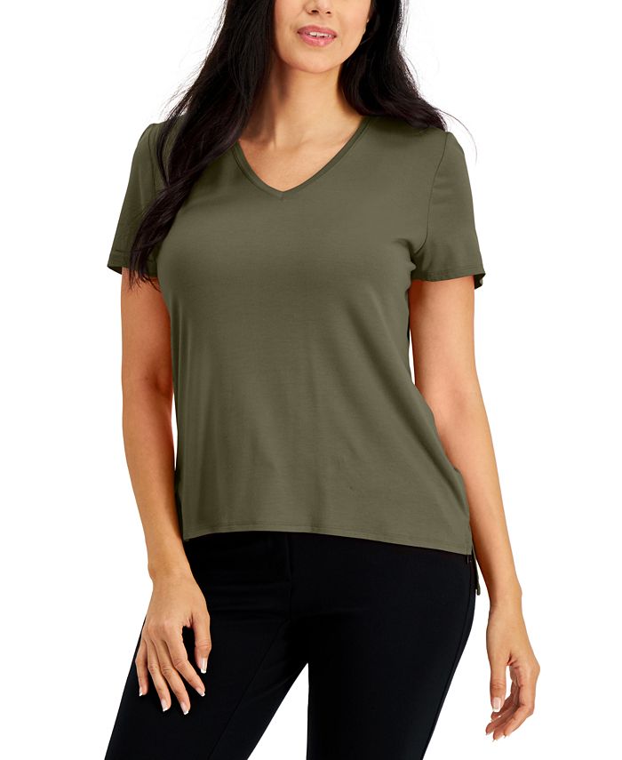 Alfani Women's V-Neck T-Shirt, Created for Macy's - Macy's
