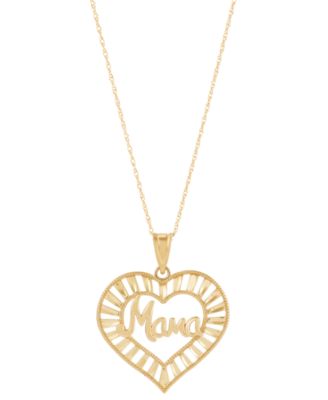 Macy's - Mama Open Heart Pendant Necklace in 10k Gold, 16" + 2" extender