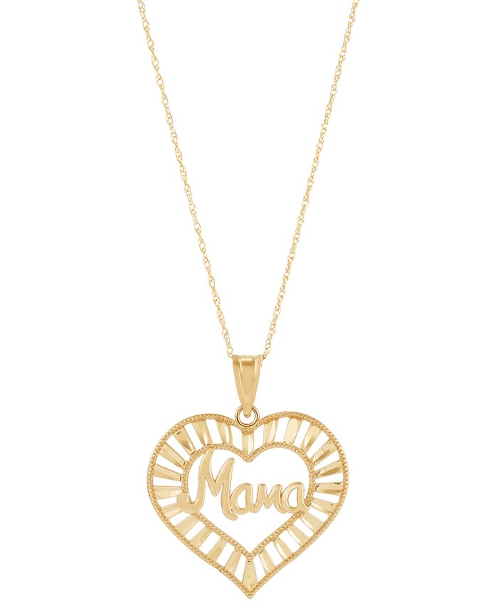 Macy s Mama Open Heart Pendant Necklace in 10k Gold 16