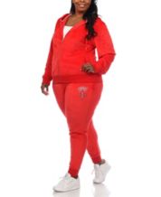 Womens red 2025 jogging suit