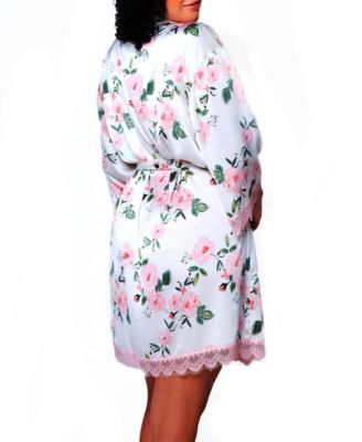Willow Plus Size Satin with Lace Robe