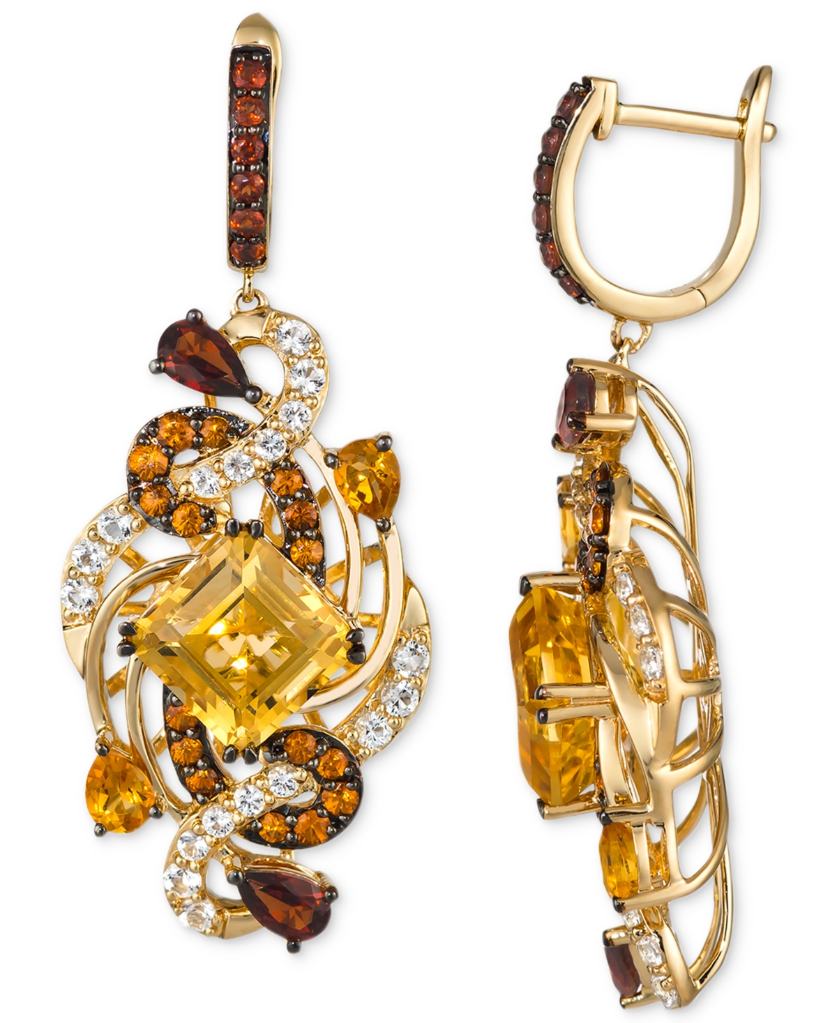 Crazy Collection Multi-Gemstone Cluster Drop Earrings (7-1/2 ct. t.w.) in 14k Gold - Yellow Gold