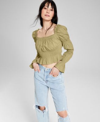 Ruched puff sleeve top online