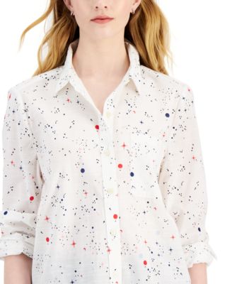 Style & Co Women's Cotton Button-Front Shirt, Created for Macy's 