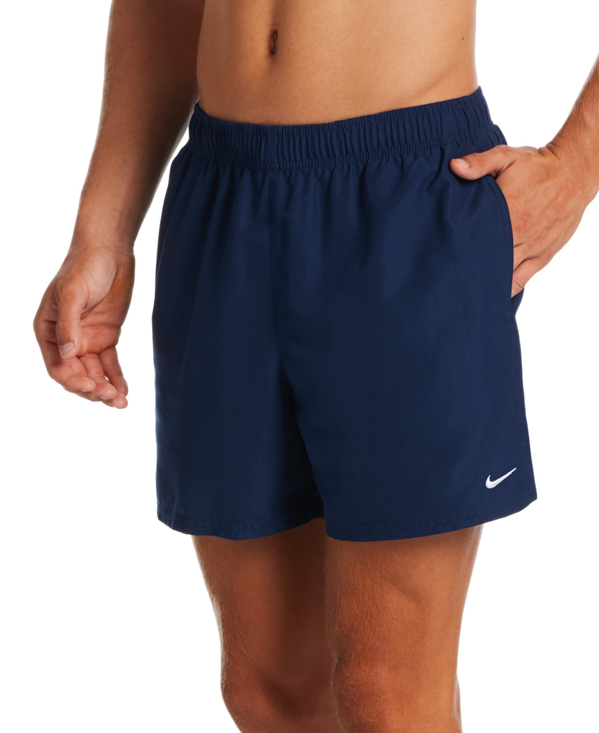 Shop Nike Men's Essential Lap Solid 5" Swim Trunks In Midnight Navy