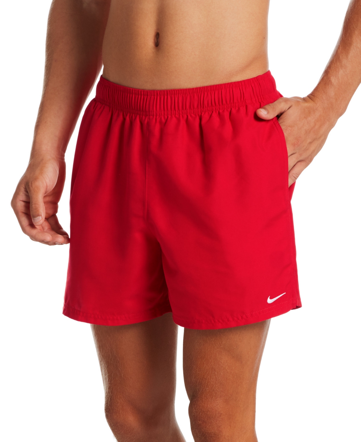 Shop Nike Men's Essential Lap Solid 5" Swim Trunks In Univeristy Red