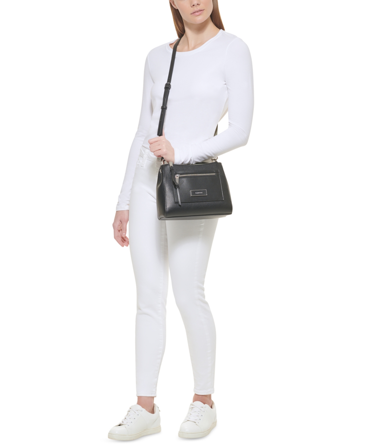 Calvin Klein Hadley Adjustable Crossbody In Black,dove