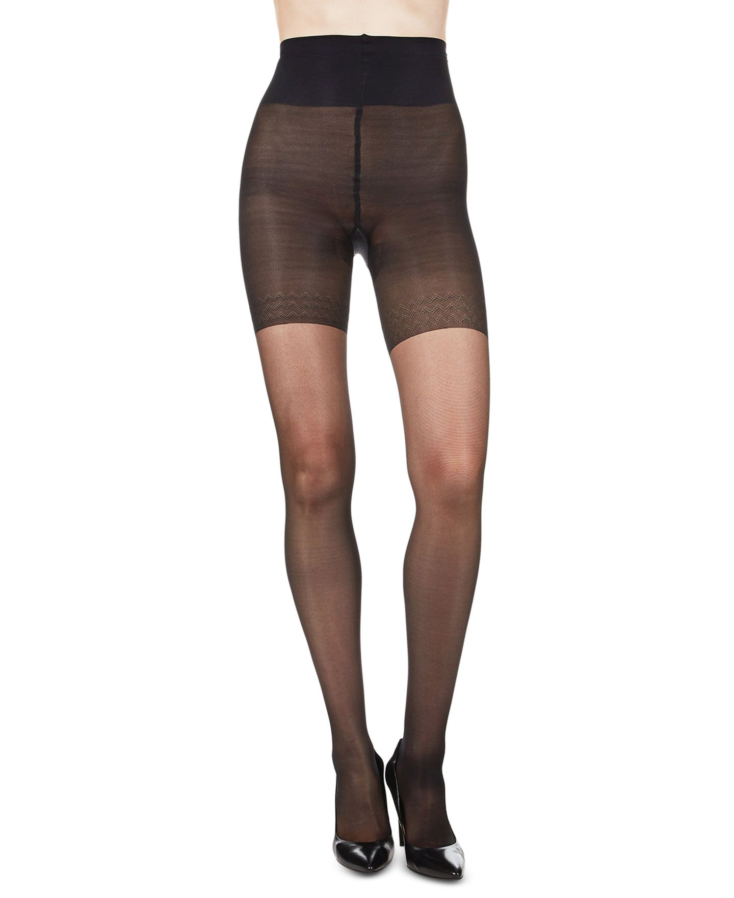 Женские колготки MeMoi High Waisted Body Slimming Control Top Tights, цвет: Чёрный — фото 2