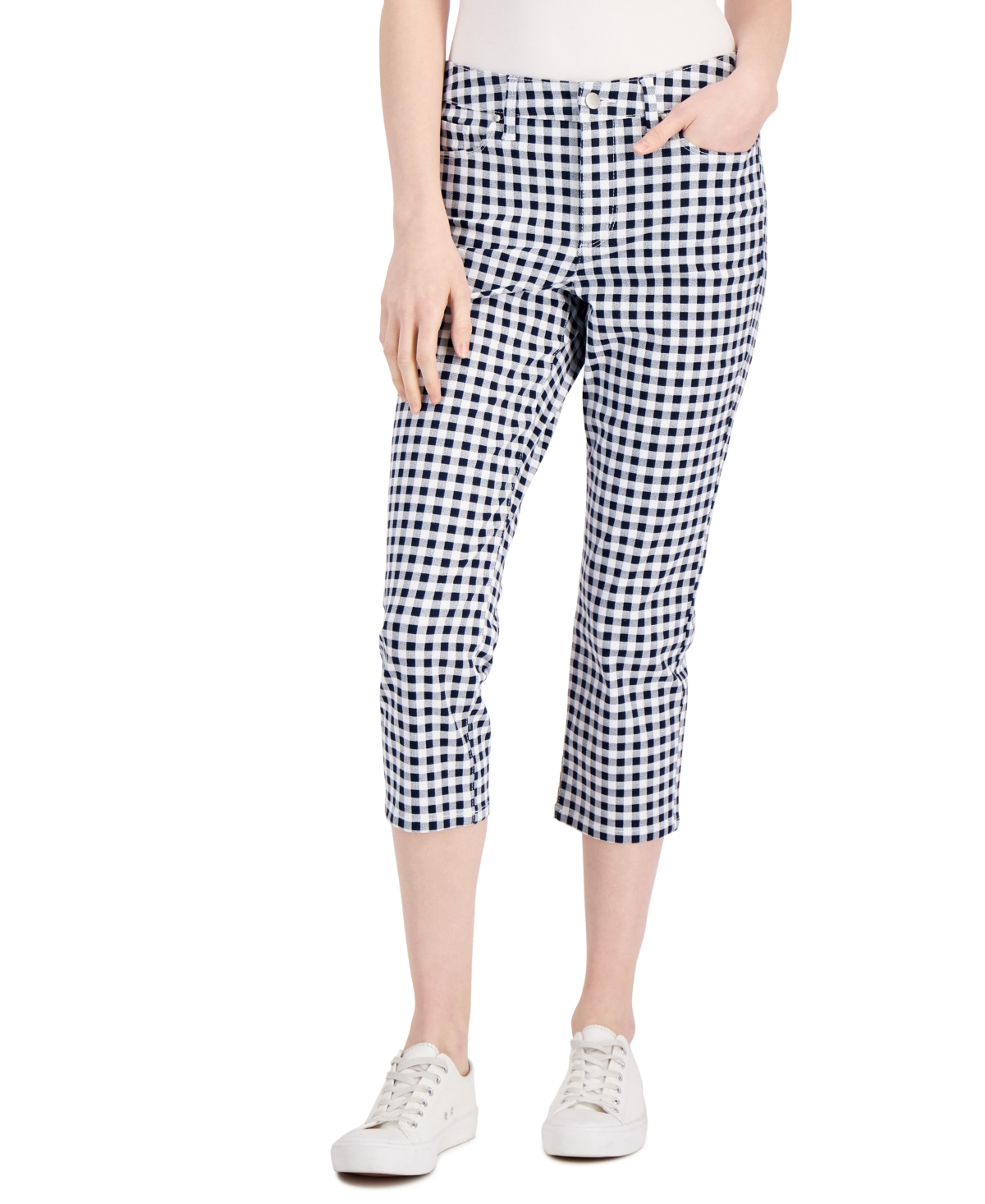  Charter Club Women's Bristol Gingham Tummy-Control Jeans, Created for Macy's