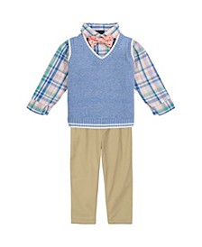 Baby Boys 4-Piece Marled Sweater Vest Set