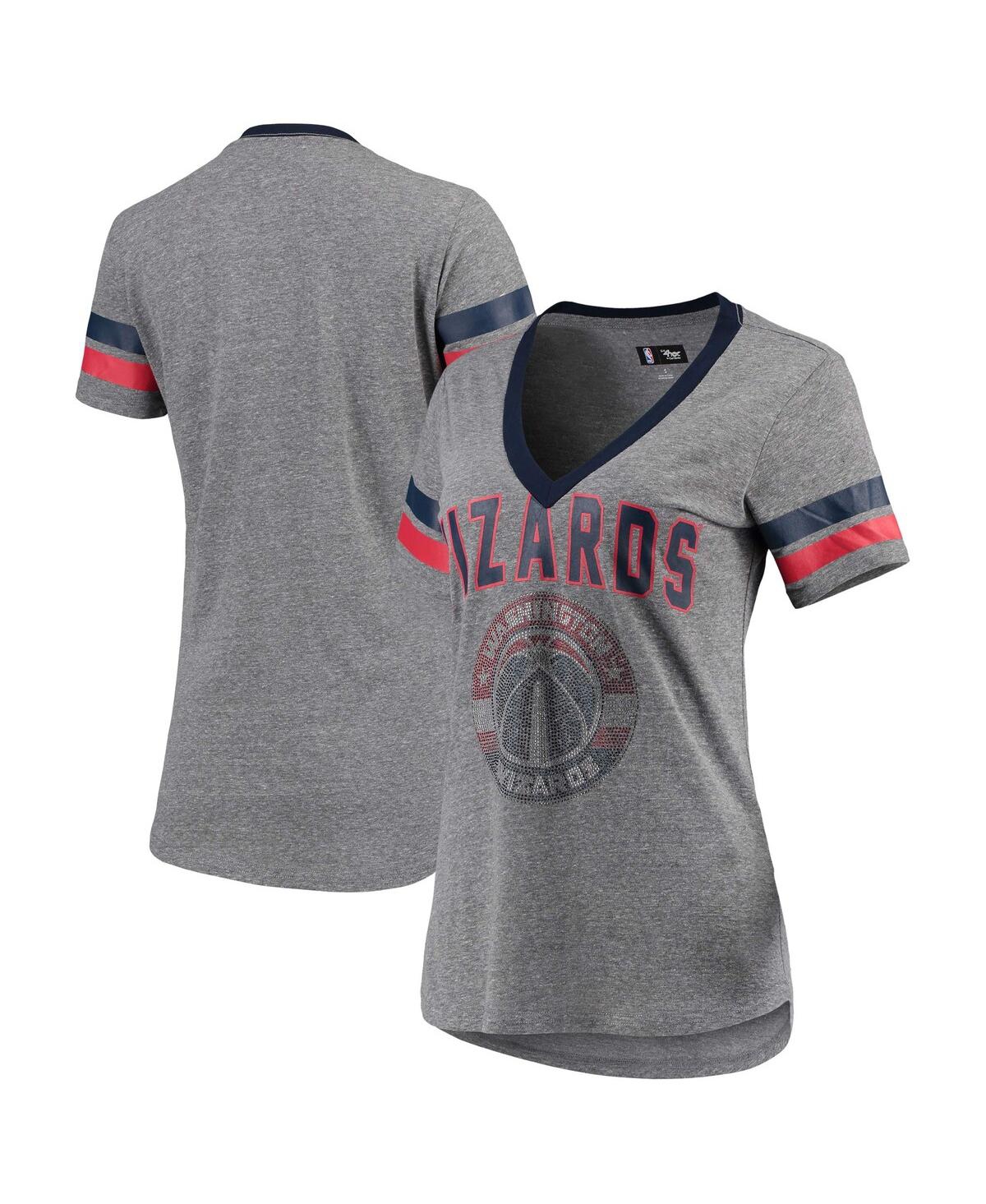 Women's G-iii 4Her by Carl Banks Gray and Red Washington Wizards Walk Off Crystal Applique Logo V-Neck T-shirt - Gray, Red
