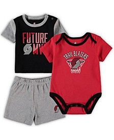 Infant Boys and Girls Black Portland Trail Blazers Team Putting Up Numbers Bodysuit T-shirt and Shorts Set