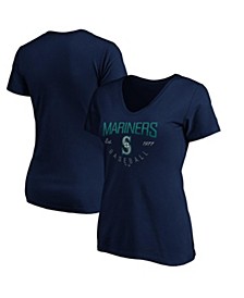 Women's Branded Navy Seattle Mariners Live For It V-Neck T-shirt