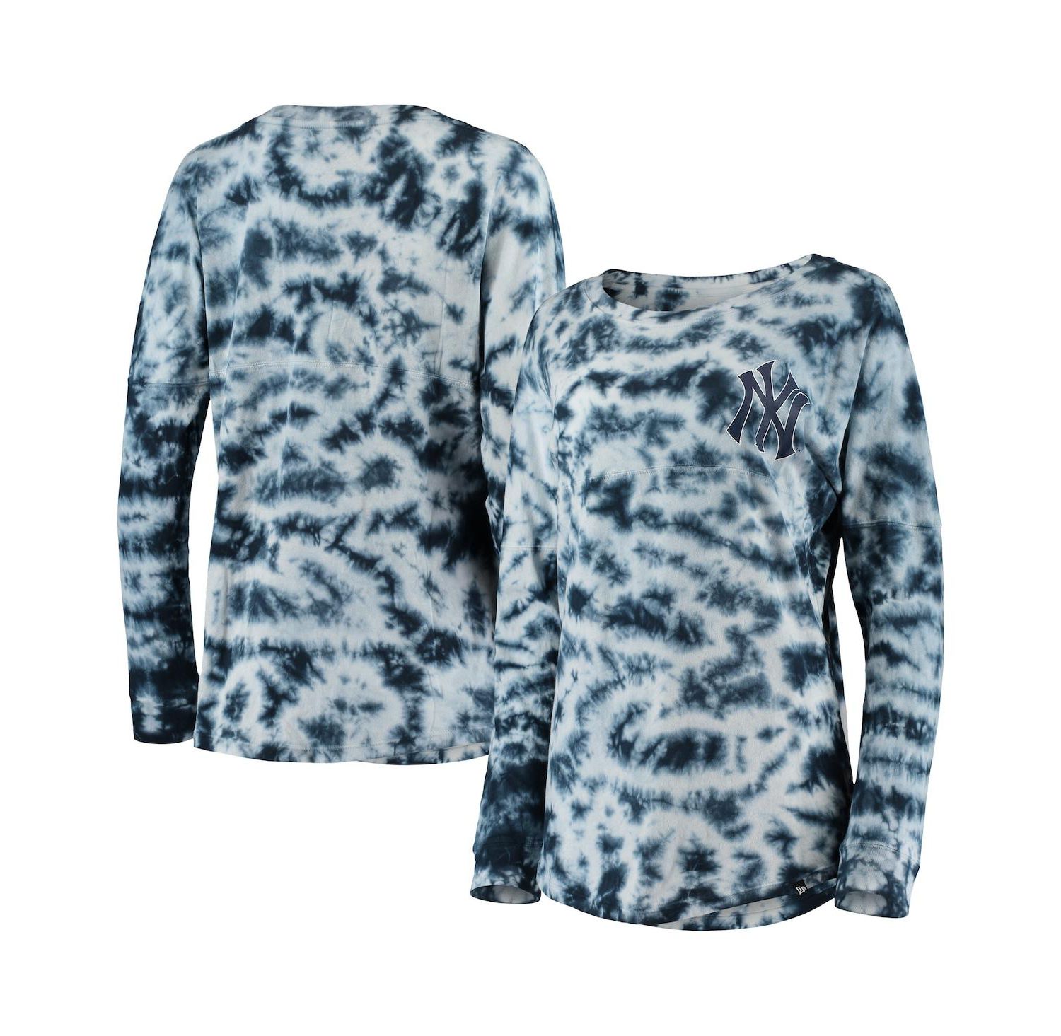 Women's Navy New York Yankees Tie-Dye Long Sleeve T-shirt