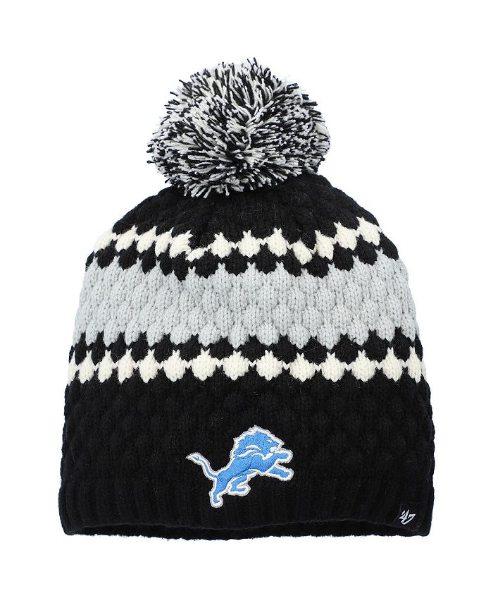 47 Brand Women's '47 Black Detroit Lions Leslie Beanie with Pom - Macy's