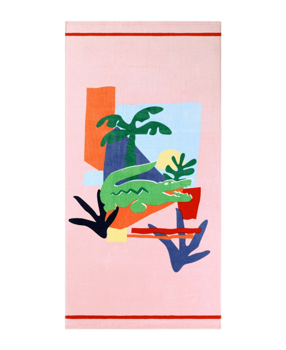 Lacoste Home Lacoste Palm Croc Beach Towel Bedding In Pink Multi