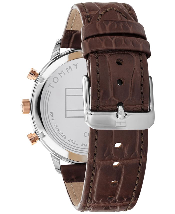 Tommy Hilfiger Men's Brown Leather Strap Watch 44mm Macy's