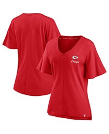 Women's Branded Red Kansas City Chiefs Southpaw Flutter V-Neck T-shirt